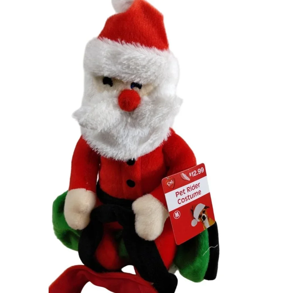 Santa Pet Rider Costume For Medium Dogs Plush Santa Claus Outfit